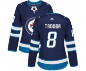 Women Adidas Winnipeg Jets #8 Jacob Trouba Authentic Navy Blue Home NHL Jersey