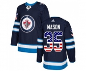 Youth Adidas Winnipeg Jets #35 Steve Mason Authentic Navy Blue USA Flag Fashion NHL Jersey