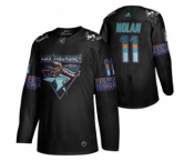Men's San Jose Sharks #11 Owen Nolan 2020 Los Tiburones Limited Hockey Jersey Black