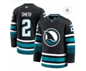 Men's San Jose Sharks #2 Smith Black 2024-25 Alternate Stitched Hockey Jersey