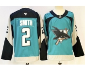 Men's San Jose Sharks #2 Will Smith Teal 2025 Alternate Stitched Hockey Jersey Men's San Jose Sharks #2 Will Smith Teal 2025 Alternate Stitched Hockey Jersey