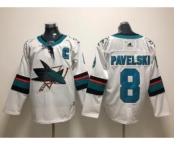 Men's San Jose Sharks #8 Joe Pavelski White Stitched Hockey Jersey