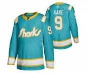 Men's San Jose Sharks #9 Evander Kane 2020 Throwback Authentic Player Hockey Jersey Teal