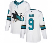 Men's San Jose Sharks #9 Evander Kane White Road Stitched Hockey Jersey