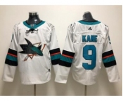 Men's San Jose Sharks #9 Evander Kane White Stitched Hockey Jersey