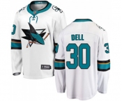 San Jose Sharks #30 Aaron Dell Fanatics Branded White Away Breakaway NHL Jersey