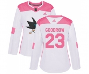 Women Adidas San Jose Sharks #23 Barclay Goodrow Authentic White Pink Fashion NHL Jersey