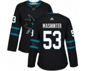 Women Adidas San Jose Sharks #53 Brandon Mashinter Premier Black Alternate NHL Jersey