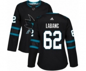Women Adidas San Jose Sharks #62 Kevin Labanc Premier Black Alternate NHL Jersey