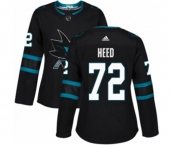 Women Adidas San Jose Sharks #72 Tim Heed Premier Black Alternate NHL Jersey