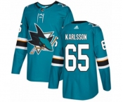 Youth Adidas San Jose Sharks #65 Erik Karlsson Authentic Teal Green Home NHL Jersey