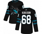 Youth Adidas San Jose Sharks #68 Melker Karlsson Authentic Black Alternate NHL Jersey