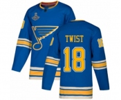 Men's St. Louis Blues #18 Tony Twist Authentic Navy Blue Alternate 2019 Stanley Cup Champions Hockey Jersey