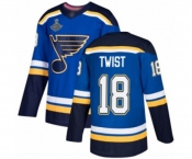 Men's St. Louis Blues #18 Tony Twist Authentic Royal Blue Home 2019 Stanley Cup Champions Hockey Jersey