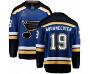 Men's St. Louis Blues #19 Jay Bouwmeester Fanatics Branded Royal Blue Home Breakaway 2019 Stanley Cup Champions Hockey Jersey