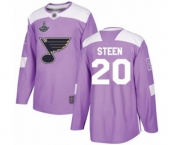 Men's St. Louis Blues #20 Alexander Steen Authentic Purple Fights Cancer Practice 2019 Stanley Cup Champions Hockey Jersey