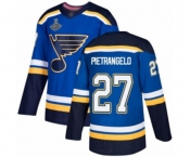 Men's St. Louis Blues #27 Alex Pietrangelo Authentic Royal Blue Home 2019 Stanley Cup Champions Hockey Jersey