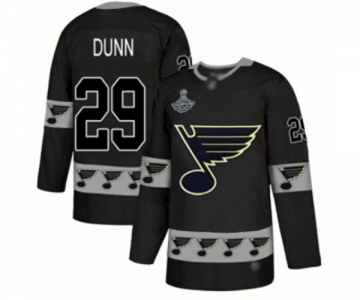 Men's St. Louis Blues #29 Vince Dunn Authentic Black Team Logo Fashion 2019 Stanley Cup Champions Hockey Jersey