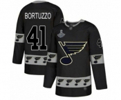 Men's St. Louis Blues #41 Robert Bortuzzo Authentic Black Team Logo Fashion 2019 Stanley Cup Champions Hockey Jersey