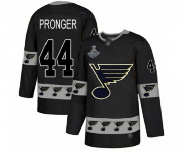 Men's St. Louis Blues #44 Chris Pronger Authentic Black Team Logo Fashion 2019 Stanley Cup Champions Hockey Jersey