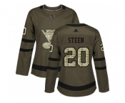 Women Adidas St. Louis Blues #20 Alexander Steen Green Salute to Service Stitched NHL Jersey