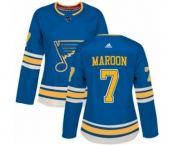 Women Adidas St. Louis Blues #7 Patrick Maroon Authentic Navy Blue Alternate NHL Jersey