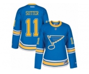 Women's Reebok St. Louis Blues #11 Brian Sutter Authentic Blue 2017 Winter Classic NHL Jersey