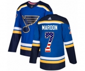 Youth Adidas St. Louis Blues #7 Patrick Maroon Authentic Blue USA Flag Fashion NHL Jersey