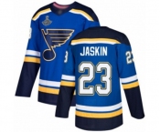 Youth St. Louis Blues #23 Dmitrij Jaskin Authentic Royal Blue Home 2019 Stanley Cup Champions Hockey Jersey