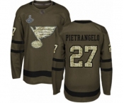Youth St. Louis Blues #27 Alex Pietrangelo Authentic Green Salute to Service 2019 Stanley Cup Champions Hockey Jersey