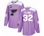 Youth St. Louis Blues #32 Brian Flynn Authentic Purple Fights Cancer Practice 2019 Stanley Cup Champions Hockey Jersey