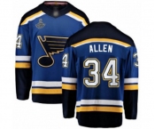 Youth St. Louis Blues #34 Jake Allen Fanatics Branded Royal Blue Home Breakaway 2019 Stanley Cup Champions Hockey Jersey