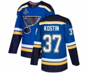 Youth St. Louis Blues #37 Klim Kostin Authentic Royal Blue Home 2019 Stanley Cup Champions Hockey Jersey