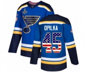 Youth St. Louis Blues #45 Luke Opilka Authentic Blue USA Flag Fashion 2019 Stanley Cup Champions Hockey Jersey