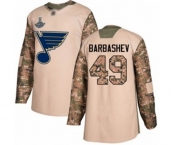 Youth St. Louis Blues #49 Ivan Barbashev Authentic Camo Veterans Day Practice 2019 Stanley Cup Champions Hockey Jersey