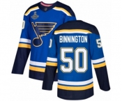 Youth St. Louis Blues #50 Jordan Binnington Authentic Royal Blue Home 2019 Stanley Cup Champions Hockey Jersey