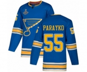 Youth St. Louis Blues #55 Colton Parayko Authentic Navy Blue Alternate 2019 Stanley Cup Champions Hockey Jersey