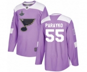 Youth St. Louis Blues #55 Colton Parayko Authentic Purple Fights Cancer Practice 2019 Stanley Cup Champions Hockey Jersey