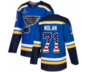 Youth St. Louis Blues #71 Jordan Nolan Authentic Blue USA Flag Fashion 2019 Stanley Cup Champions Hockey Jersey