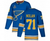 Youth St. Louis Blues #71 Jordan Nolan Authentic Navy Blue Alternate 2019 Stanley Cup Champions Hockey Jersey