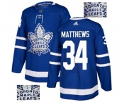 Adidas Toronto Maple Leafs #34 Auston Matthews Authentic Royal Blue Fashion Gold NHL Jersey
