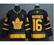 Men's Maple Leafs #16 Mitchell Marner Black Authentic Gold Champions Stitched Hockey Jersey