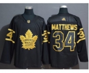 Men's Maple Leafs #34 Auston Matthews Black Gold Authentic Stitched Hockey Jersey