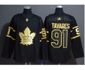 Men's Maple Leafs #91 John Tavares Black Gold Authentic Stitched Hockey Jersey