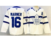 Men's Toronto Maple Leafs #16 Mitchell Marner White With A Patch Stadium Series Stitched Jersey
