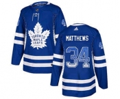 Men's Toronto Maple Leafs #34 Auston Matthews Blue Home Drift Fashion Stitched Hockey Jersey