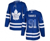 Men's Toronto Maple Leafs #91 John Tavares Blue Home Drift Fashion Stitched Hockey Jersey