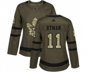 Women Adidas Toronto Maple Leafs #11 Zach Hyman Authentic Green Salute to Service NHL Jersey