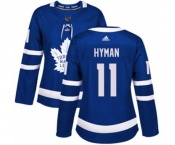 Women Adidas Toronto Maple Leafs #11 Zach Hyman Authentic Royal Blue Home NHL Jersey