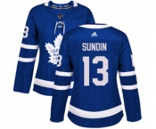 Women Adidas Toronto Maple Leafs #13 Mats Sundin Authentic Royal Blue Home NHL Jersey